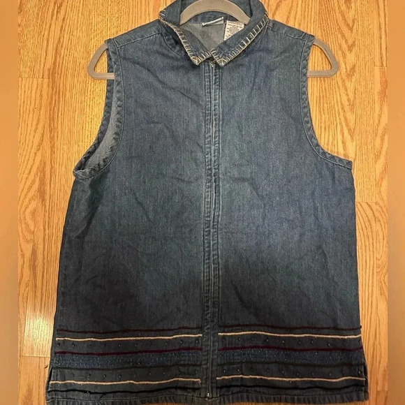 Bobbie Brooks Vintage Jean Zip‎ Up Vest Size Medium - Picture 1 of 7